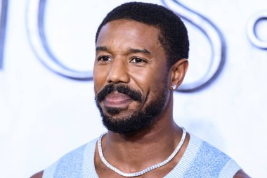 American actor Michael B. Jordan wearing a Chanel top and The Row trousers arrives at the Los Angeles Premiere Of Amazon Prime Video's 'The Lord Of The Rings: The Rings Of Power' Season 1 held at The Culver Studios on August 15, 2022 in Culver City