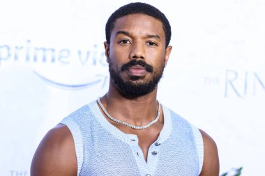 American actor Michael B. Jordan wearing a Chanel top and The Row trousers arrives at the Los Angeles Premiere Of Amazon Prime Video's 'The Lord Of The Rings: The Rings Of Power' Season 1 held at The Culver Studios on August 15, 2022 in Culver City
