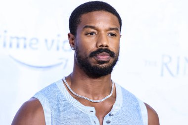 American actor Michael B. Jordan wearing a Chanel top and The Row trousers arrives at the Los Angeles Premiere Of Amazon Prime Video's 'The Lord Of The Rings: The Rings Of Power' Season 1 held at The Culver Studios on August 15, 2022 in Culver City