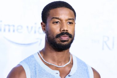 American actor Michael B. Jordan wearing a Chanel top and The Row trousers arrives at the Los Angeles Premiere Of Amazon Prime Video's 'The Lord Of The Rings: The Rings Of Power' Season 1 held at The Culver Studios on August 15, 2022 in Culver City