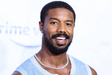 American actor Michael B. Jordan wearing a Chanel top and The Row trousers arrives at the Los Angeles Premiere Of Amazon Prime Video's 'The Lord Of The Rings: The Rings Of Power' Season 1 held at The Culver Studios on August 15, 2022 in Culver City