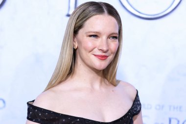 Welsh actress Morfydd Clark arrives at the Los Angeles Premiere Of Amazon Prime Video's 'The Lord Of The Rings: The Rings Of Power' Season 1 held at The Culver Studios on August 15, 2022 in Culver City, Los Angeles, California, United States.