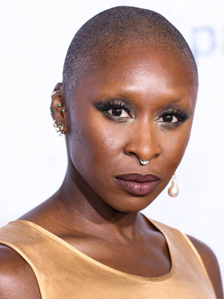 English actress Cynthia Erivo wearing Rick Owens with a Simone Rocha bag arrives at the Los Angeles Premiere Of Amazon Prime Video's 'The Lord Of The Rings: The Rings Of Power' Season 1 held at The Culver Studios on August 15, 2022 in Culver City