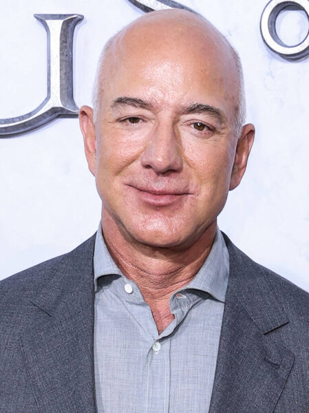 American entrepreneur, executive chairman and former president and CEO of Amazon Jeff Bezos arrives at the Los Angeles Premiere Of Amazon Prime Video's 'The Lord Of The Rings: The Rings Of Power' Season 1 held at The Culver Studios on August 15, 2022