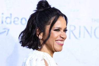 Australian actress Sara Zwangobani arrives at the Los Angeles Premiere Of Amazon Prime Video's 'The Lord Of The Rings: The Rings Of Power' Season 1 held at The Culver Studios on August 15, 2022 in Culver City, Los Angeles, California, United States. 