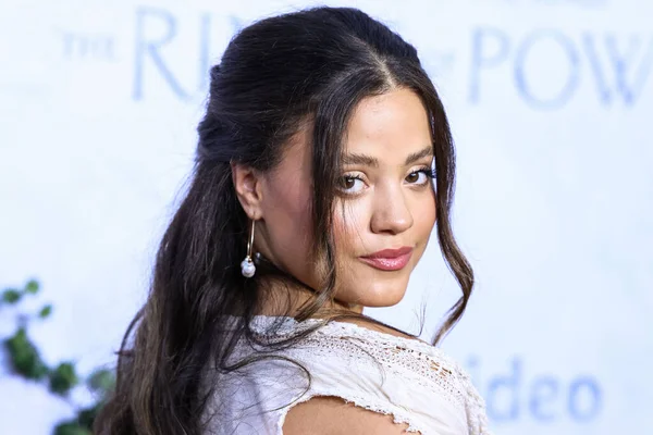 Canadian actress Sarah Jeffery arrives at the Los Angeles Premiere Of Amazon Prime Video's 'The Lord Of The Rings: The Rings Of Power' Season 1 held at The Culver Studios on August 15, 2022 in Culver City, Los Angeles, California, United States. 