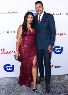 American model Anansa Sims and boyfriend/American former professional basketball player Matt Barnes arrive at the 22nd Annual Harold And Carole Pump Foundation Gala held at The Beverly Hilton Hotel on August 19, 2022 in Beverly Hills, Los Angeles, Ca