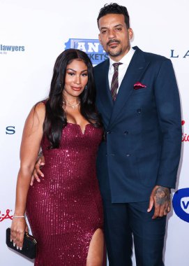 American model Anansa Sims and boyfriend/American former professional basketball player Matt Barnes arrive at the 22nd Annual Harold And Carole Pump Foundation Gala held at The Beverly Hilton Hotel on August 19, 2022 in Beverly Hills, Los Angeles