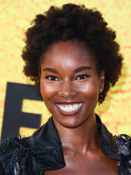 American model and actress Damaris Lewis arrives at the Los Angeles Premiere Of Apple TV+'s Original Series 'See' Season 3 held at Directors Guild of America (DGA) Theater Complex on August 23, 2022 in Los Angeles, California, United States.