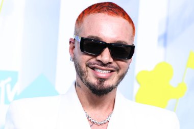 J Balvin arrives at the 2022 MTV Video Music Awards held at the Prudential Center on August 28, 2022 in Newark, New Jersey, United States.