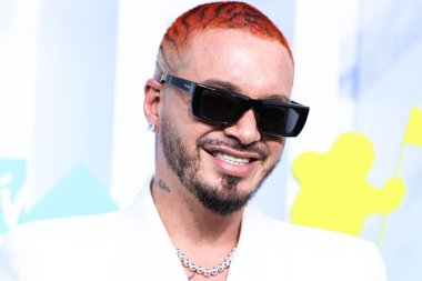 J Balvin arrives at the 2022 MTV Video Music Awards held at the Prudential Center on August 28, 2022 in Newark, New Jersey, United States.