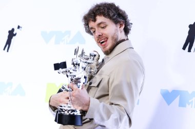Jack Harlow, winner of the Song of the Summer award for 'First Class' poses in the press room at the 2022 MTV Video Music Awards held at the Prudential Center on August 28, 2022 in Newark, New Jersey, United States.
