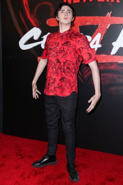 American actor Gianni DeCenzo arrives at the Los Angeles Premiere Of Netflix's 'Cobra Kai' Season 5 held at the Los Angeles State Historic Park on September 7, 2022 in Los Angeles, California, United States.