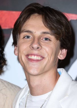 American actor Jacob Bertrand arrives at the Los Angeles Premiere Of Netflix's 'Cobra Kai' Season 5 held at the Los Angeles State Historic Park on September 7, 2022 in Los Angeles, California, United States.