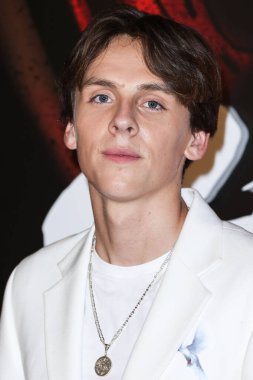 American actor Jacob Bertrand arrives at the Los Angeles Premiere Of Netflix's 'Cobra Kai' Season 5 held at the Los Angeles State Historic Park on September 7, 2022 in Los Angeles, California, United States.