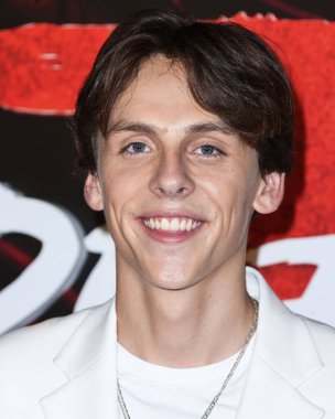 American actor Jacob Bertrand arrives at the Los Angeles Premiere Of Netflix's 'Cobra Kai' Season 5 held at the Los Angeles State Historic Park on September 7, 2022 in Los Angeles, California, United States.