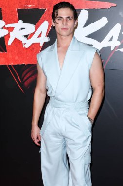 American actor Tanner Buchanan arrives at the Los Angeles Premiere Of Netflix's 'Cobra Kai' Season 5 held at the Los Angeles State Historic Park on September 7, 2022 in Los Angeles, California, United States.