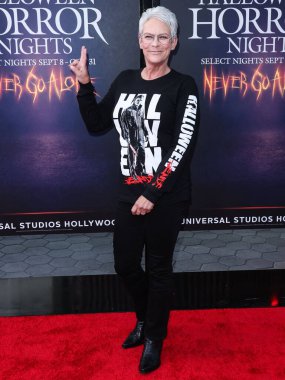 Amerikalı aktris Jamie Lee Curtis, 8 Eylül 2022 'de Universal City, Los Angeles, Kaliforniya' da düzenlenen Universal Stüdyoları 'nda düzenlenen Hollywood Korku Geceleri Açılış Gecesi 2022' ye geldi..