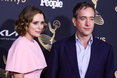 İngiliz aktris Keeley Hawes ve kocası / İngiliz aktör Matthew Macfadyen, Televizyon Akademisi 'nin 74. Geleneksel Primetime Emmy Ödülleri Performansı Nominee Kutlaması için Televizyon Sanatları ve Bilimler Akademisi' ne geldiler.)
