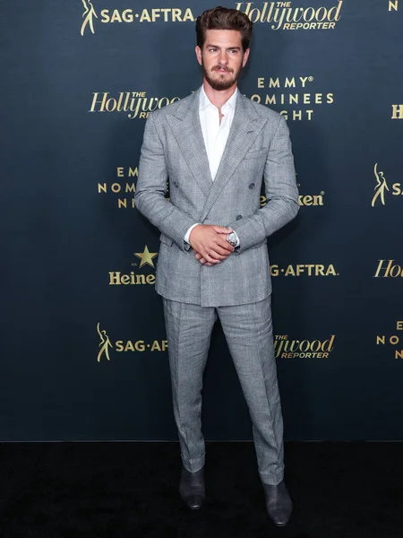 American Actor Andrew Garfield Wearing Ralph Lauren Suit Arrives Hollywood — Stock Photo, Image