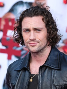 İngiliz aktör Aaron Taylor-Johnson, 1 Ağustos 2022 'de Westwood, Los Angeles, Kaliforniya' daki Regency Village Theatre 'da düzenlenen Sony Pictures' Bullet Train 'in Los Angeles prömiyerine geldi.. 