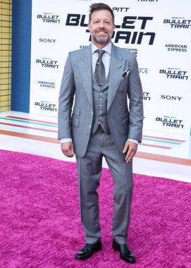 Amerikalı film yapımcısı ve yönetmen David Leitch, 1 Ağustos 2022 'de Westwood, Los Angeles, Kaliforniya, ABD' deki Regency Village Theatre 'da düzenlenen Sony Pictures' ın 'Bullet Train' galasına geldi.. 