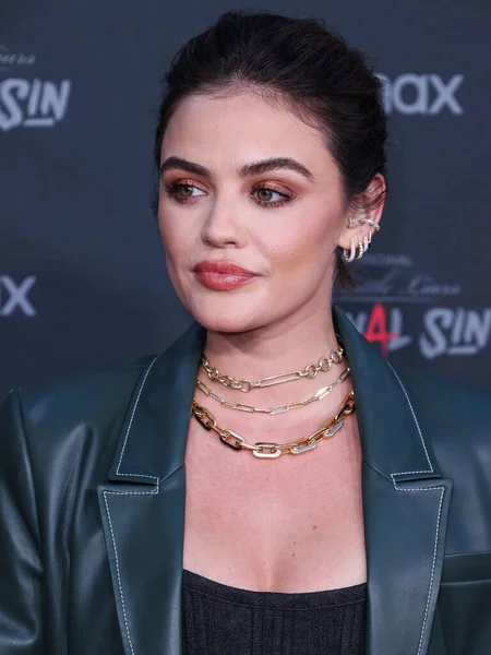 American Actress Lucy Hale Wearing Staud Rolex Watch Arrives Bloody — Stock Photo, Image