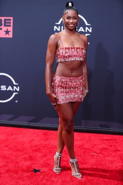 American singer and actress Coco Jones arrives at the BET Awards 2022 held at Microsoft Theater at L.A. Live on June 26, 2022 in Los Angeles, California, United States. 