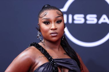 Erica Banks arrives at the BET Awards 2022 held at Microsoft Theater at L.A. Live on June 26, 2022 in Los Angeles, California, United States.