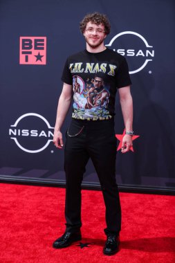 American rapper Jack Harlow wearing Givenchy arrives at the BET Awards 2022 held at Microsoft Theater at L.A. Live on June 26, 2022 in Los Angeles, California, United States.