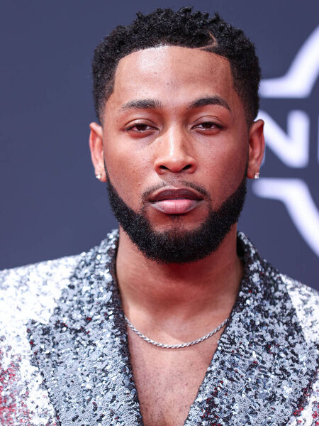 Jacob Latimore arrives at the BET Awards 2022 held at Microsoft Theater at L.A. Live on June 26, 2022 in Los Angeles, California, United States. 