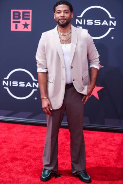 Amerikalı aktör Jussie Smollett, Los Angeles, Kaliforniya 'da 26 Haziran 2022' de Microsoft Theater 'da düzenlenen BET Ödülleri' ne ulaştı..