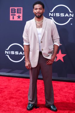 Amerikalı aktör Jussie Smollett, Los Angeles, Kaliforniya 'da 26 Haziran 2022' de Microsoft Theater 'da düzenlenen BET Ödülleri' ne ulaştı..