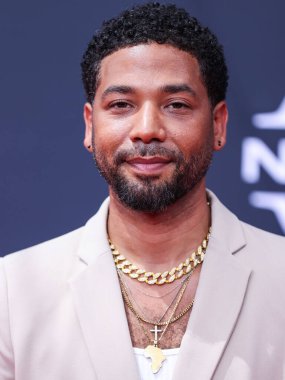 Amerikalı aktör Jussie Smollett, Los Angeles, Kaliforniya 'da 26 Haziran 2022' de Microsoft Theater 'da düzenlenen BET Ödülleri' ne ulaştı..