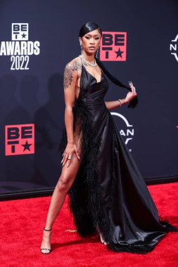 Lakeyah, 26 Haziran 2022 'de Los Angeles, Kaliforniya' da Microsoft Theater 'da düzenlenen BET Ödülleri' ne ulaştı..