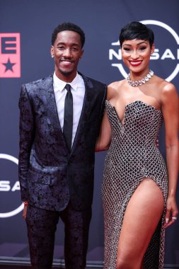 Lemuel Plummer ve Janeisha John, 26 Haziran 2022 'de Los Angeles, Kaliforniya' da Microsoft Theater 'da düzenlenen BET Ödülleri' ne geldiler.. 