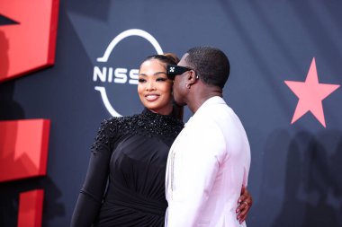 Prenses Love ve kocası Ray J, 26 Haziran 2022 'de Los Angeles, Kaliforniya' da Microsoft Theater 'da düzenlenen BET Ödülleri' ne geldiler.. 