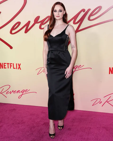 Attrice Inglese Sophie Turner Con Indosso Louis Vuitton Arriva Los — Foto Stock