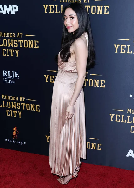 Amerikalı aktris Aimee Garcia, 23 Haziran 2022 'de ABD' nin Kaliforniya eyaletinin Los Angeles şehrindeki Harmony Gold Tiyatrosu 'nda düzenlenen RLJE Filmcilik' in Los Angeles prömiyerine geldi..