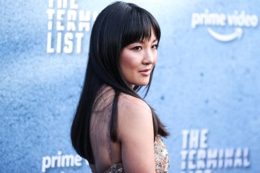 Falguni Shane Peacock 'u giyen Amerikalı aktris Constance Wu, 22 Haziran 2022' de ABD 'nin Los Angeles şehrinde düzenlenen Amazon Prime Video' nun 'The Terminal List' 1. sezonuna geldi.
