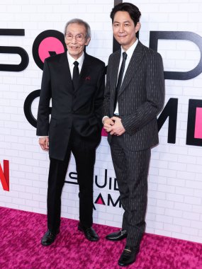 Güney Koreli aktörler O Yeong-su (Oh Young-soo) ve Lee Jung-jae, Netflix 'in Los Angeles FYSEE FYSEE özel etkinliğine 12 Haziran 2022' de Los Angeles, Kaliforniya 'da katıldılar.