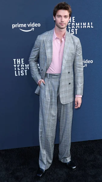 Americký Herec Patrick Schwarzenegger Přijíždí Los Angeles Premiere Amazon Prime — Stock fotografie