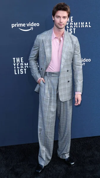 Americký Herec Patrick Schwarzenegger Přijíždí Los Angeles Premiere Amazon Prime — Stock fotografie