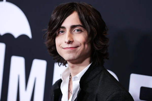 Ator Americano Aidan Gallagher Chega Estréia Mundial Terceira Temporada Netflix — Fotografia de Stock