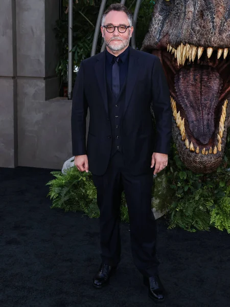 Amerykański Reżyser Colin Trevorrow Przybywa Premierę Filmu Jurassic World Dominion — Zdjęcie stockowe