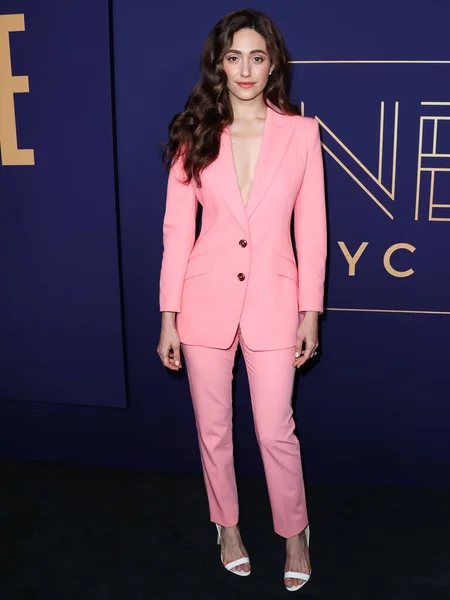 Atriz Americana Emmy Rossum Chega Evento Fyc Nbcuniversal Para Angelyne — Fotografia de Stock