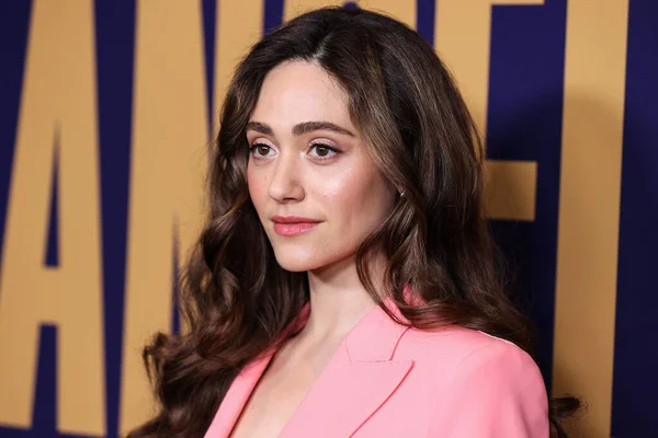 Actriz Estadounidense Emmy Rossum Llega Evento Fyc Nbcuniversal Para Angelyne — Foto de Stock