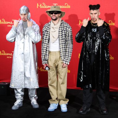 Puerto Rican rapper Bad Bunny reveals wax figures for Madame Tussauds New York and Madame Tussauds Orlando at Madame Tussauds New York on April 19, 2022 in Manhattan, New York City, New York, United States.