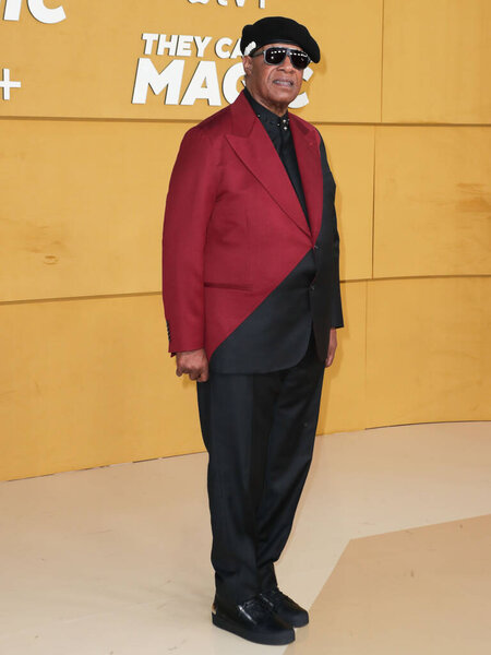 Stevie Wonder arrives at the Los Angeles Premiere Of Apple's 'They Call Me Magic' held at the Regency Village Theatre on April 14, 2022 in Westwood, Los Angeles, California, United States.