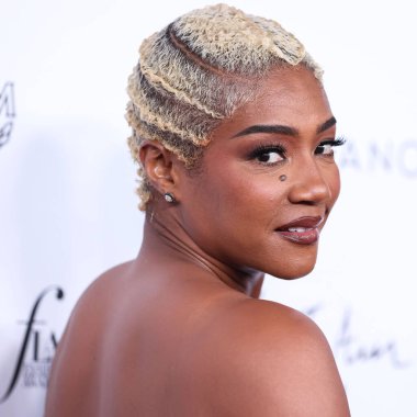 Beverly Hills, Birleşik Devletler. 10 Nisan 2022 'de. Brandon Maxwell elbisesi giyen Amerikalı komedyen Tiffany Haddish, The Daily Front Row 'un 6. Moda Ödülleri' ne geldi. 